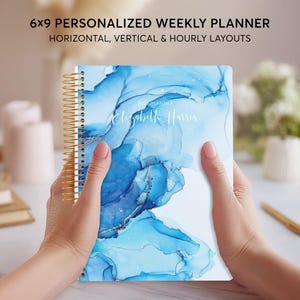 2026 Personalized Planner - Custom Weekly Planner - Agenda 2025 2026 - Best Planners - Calendar Planner - Planners 2024 - Blue Abstract Ink
