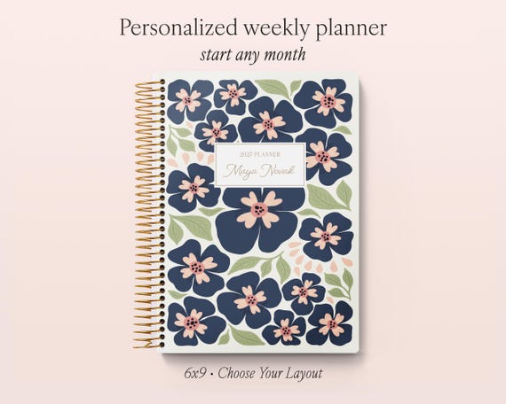 Personalized Planner 2027 - 12 Month Calendar - 6x9 Weekly Planner 2026-2027 - Custom Agenda - Secret Garden Bloom Parade