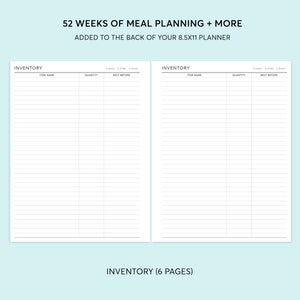 8.5x11 MEAL PLANNING SECTION to be added to back of planner image 3