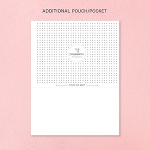 May include: A white printable pouch with a black dotted pattern and the text "stuff to keep" printed on the front. The pouch has a small circle with the text "polypaperco." printed on it.