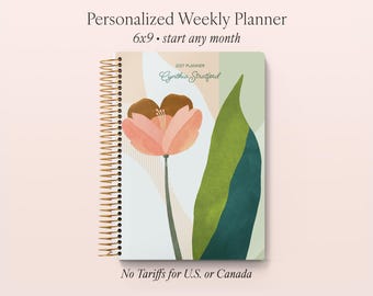 Personalized Planner - 2026 2027 Weekly Planner - Custom Planner - Best Academic Planners - Abstract Florals Multicolor - NO TARIFFS