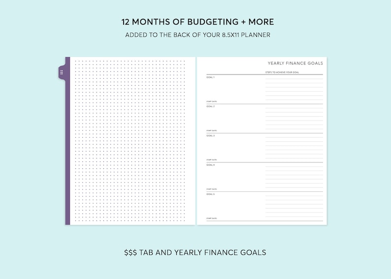 8.5x11 BUDGET/FINANCE SECTION to be added to back of planner image 7