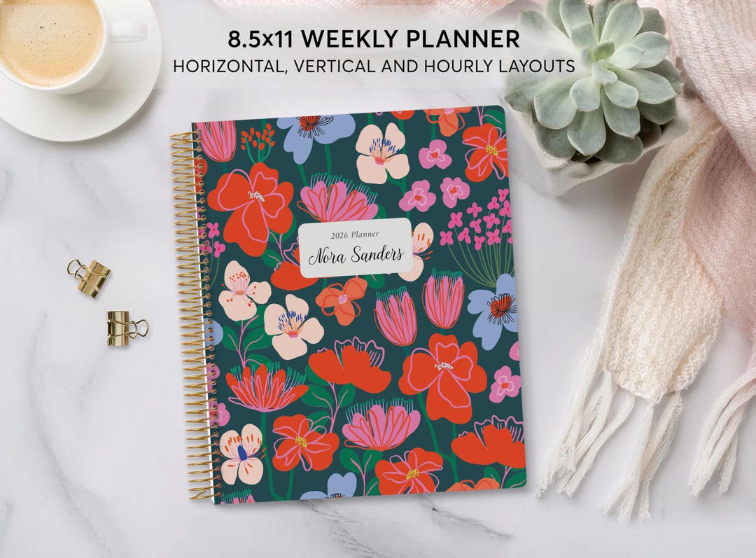 Personalized 8.5x11 Weekly Planner - Start Any Month - Horizontal