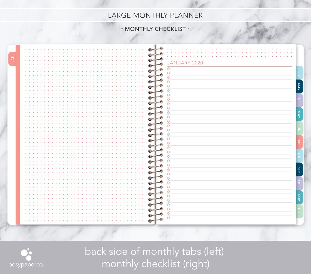 8.5x11 MONTHLY PLANNER notebook 2020 2021 no weekly view Etsy
