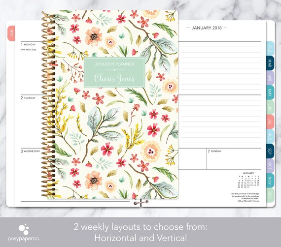 2019 planner calendar choose start month add monthly tabs etsy