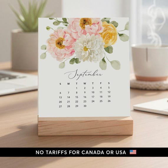 Flirty Florals Desk Calendar With Wood Stand | 2026-2027 Choose Your Start Month | Mother's Day Gift | Office Decor - NO TARIFFS