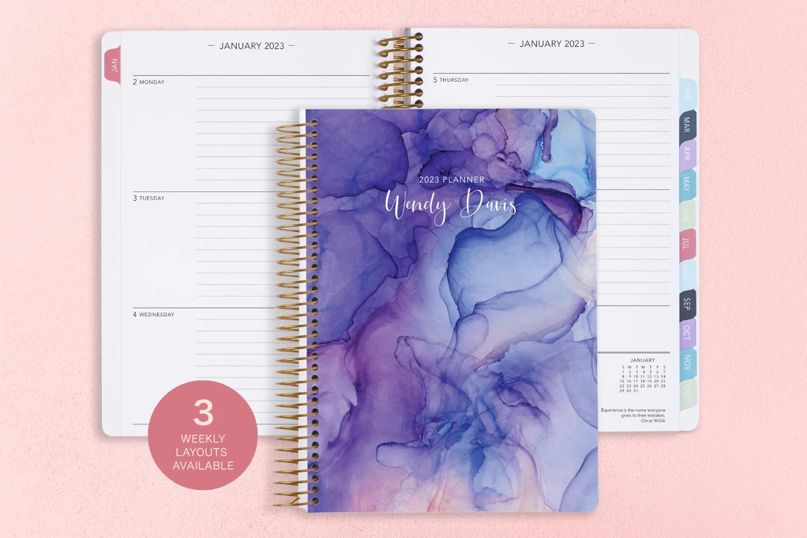 Personalized Planner 2023 12 Month Calendar Weekly Planner - Etsy Canada