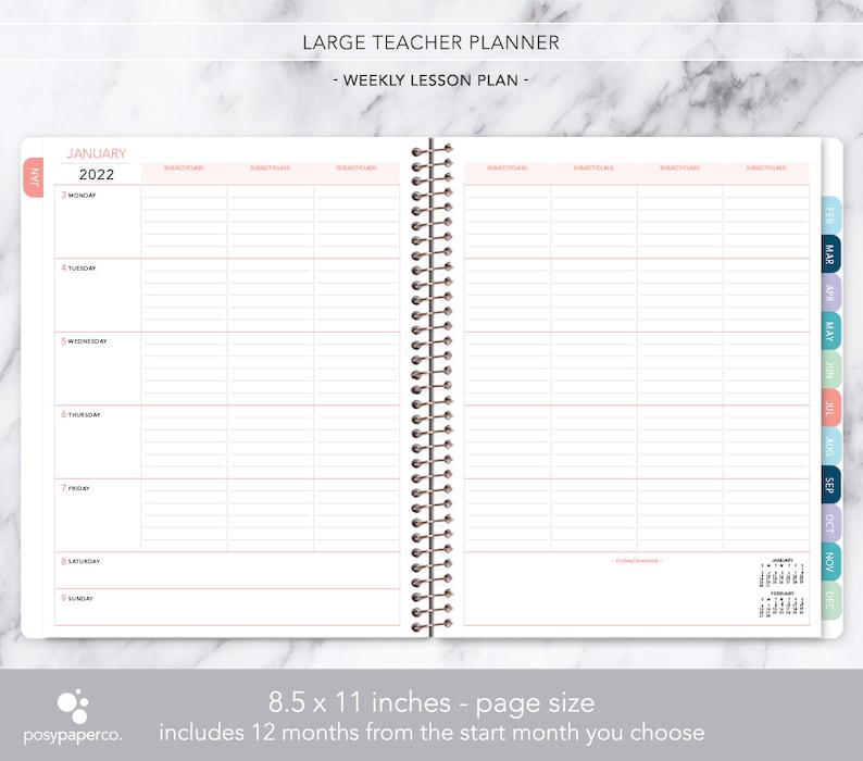 Teacher Planner 8.5x11 20232024 Lesson Plan Calendar Etsy UK