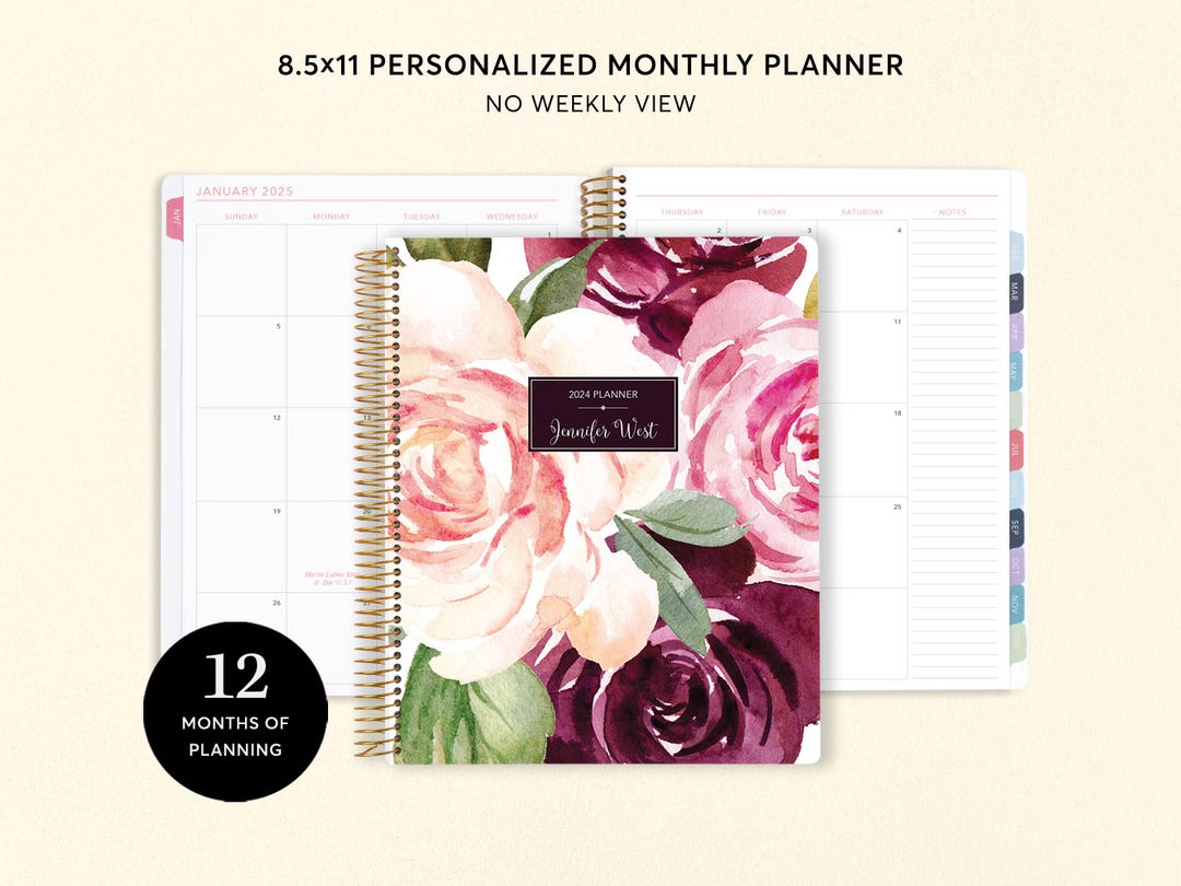 VinTS 2025 Planner - 8.5x11 Large Weekly Monthly Dated Organizer With Stickers