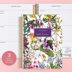 6x9 2024 Planner - 2024 2025 Weekly Planner - Student Planner - Personalized Planner - 2024 Agenda - Custom Planner - Colorful Florals White