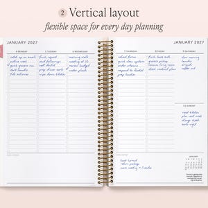 a spiral - bound planner with a planner page