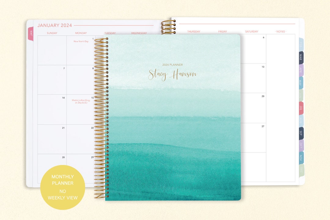 8.5x11 MONTHLY PLANNER Notebook 2025 2026 No Weekly View Choose Your Start Month 12 Month