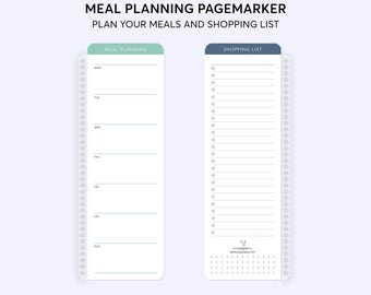 MEAL PLANNING PAGEMARKER for planner bookmark clip-in page marker | laminated wet erase