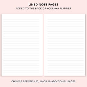 ADDITIONAL NOTE PAGES for 6x9 planners | selection of 20, 40 or 60 pages to be added to back of planner