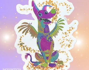 Dante Coco Sticker: Holographic Glossy Vinyl Alebrije Dog Decal