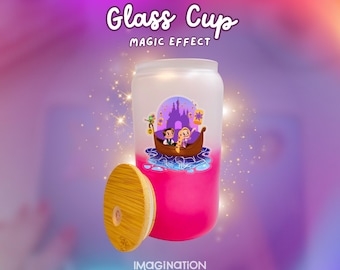 Frosted Color Changing Glass Cup – Magic Tumbler with Sticker