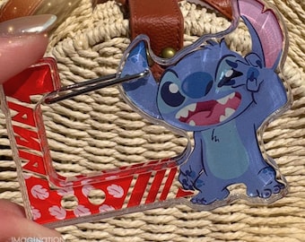 Stitch Acrylic Backpack Charm - Disney Collectible Bag Keychain Carabiner