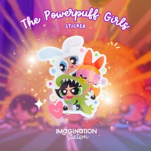 Powerpuff Girls Sticker | Glossy 2x2.4” Pixie Dust Vinyl Decal | Cute Retro Cartoon Sticker for Laptop, Water Bottle, Phone Case