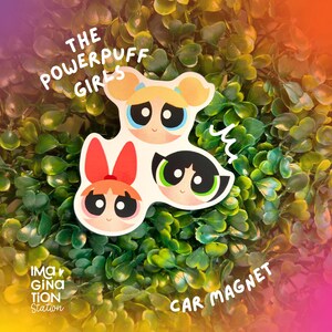 Powerpuff Girls Car Magnet: Colorful Cartoon Waterproof Magnet