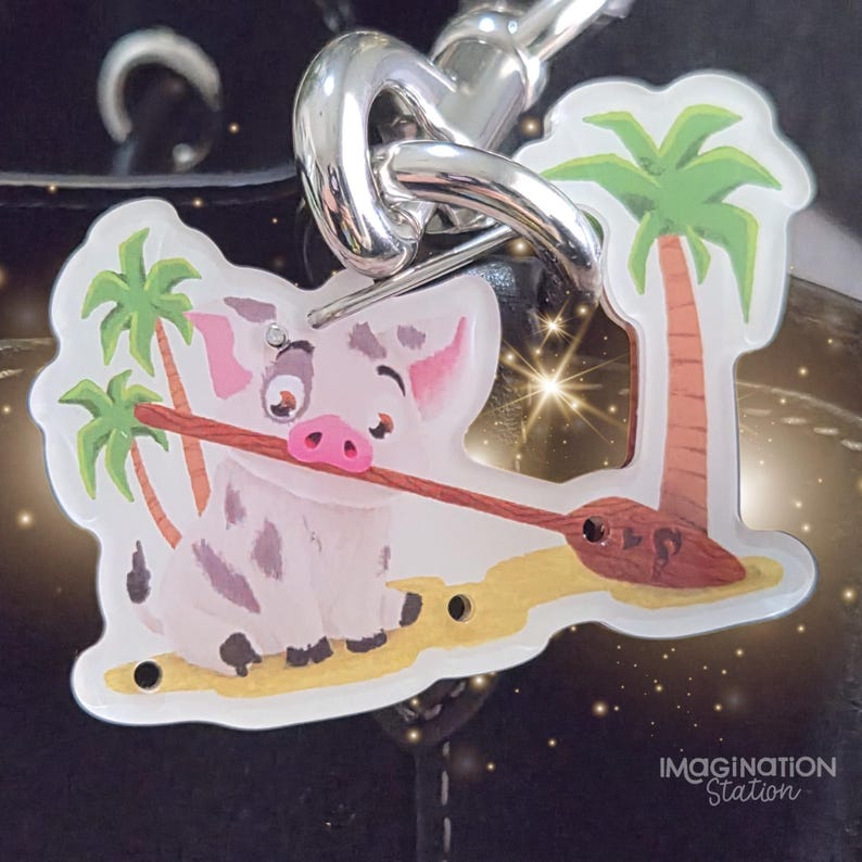 Pua Acrylic Purse Charm - Moana Collectible Backpack Carabiner image 1