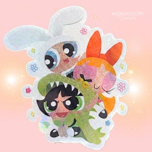 90s Retro Cartoon PowerPuff Girls - Waterproof Pixie Dust Glossy Effect.