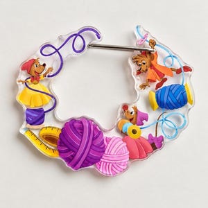 Cinderella Inspired Carabiner Bag Charm - Double-Sided Acrylic Sewing Mice