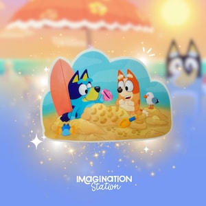 Bluey & Bingo Beach Day Sticker: Waterproof Vinyl Decal