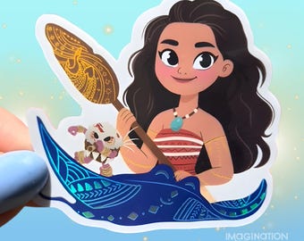 Moana Waterproof Sticker/Holographic Glossy Vinyl Finish.