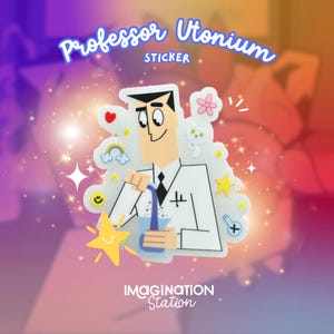 Powerpuff Professor Sticker | Reflective Glossy Decal | 2.1x2.3 Inch | Cute Cartoon Sticker
