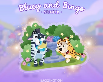 Bluey and Bingo Sticker: Animal Pajama Onesie, Waterproof Vinyl