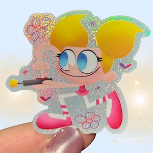 DeeDee Dexter's Lab Sticker: 90s Cartoon Pixie Dust Glossy Effect.