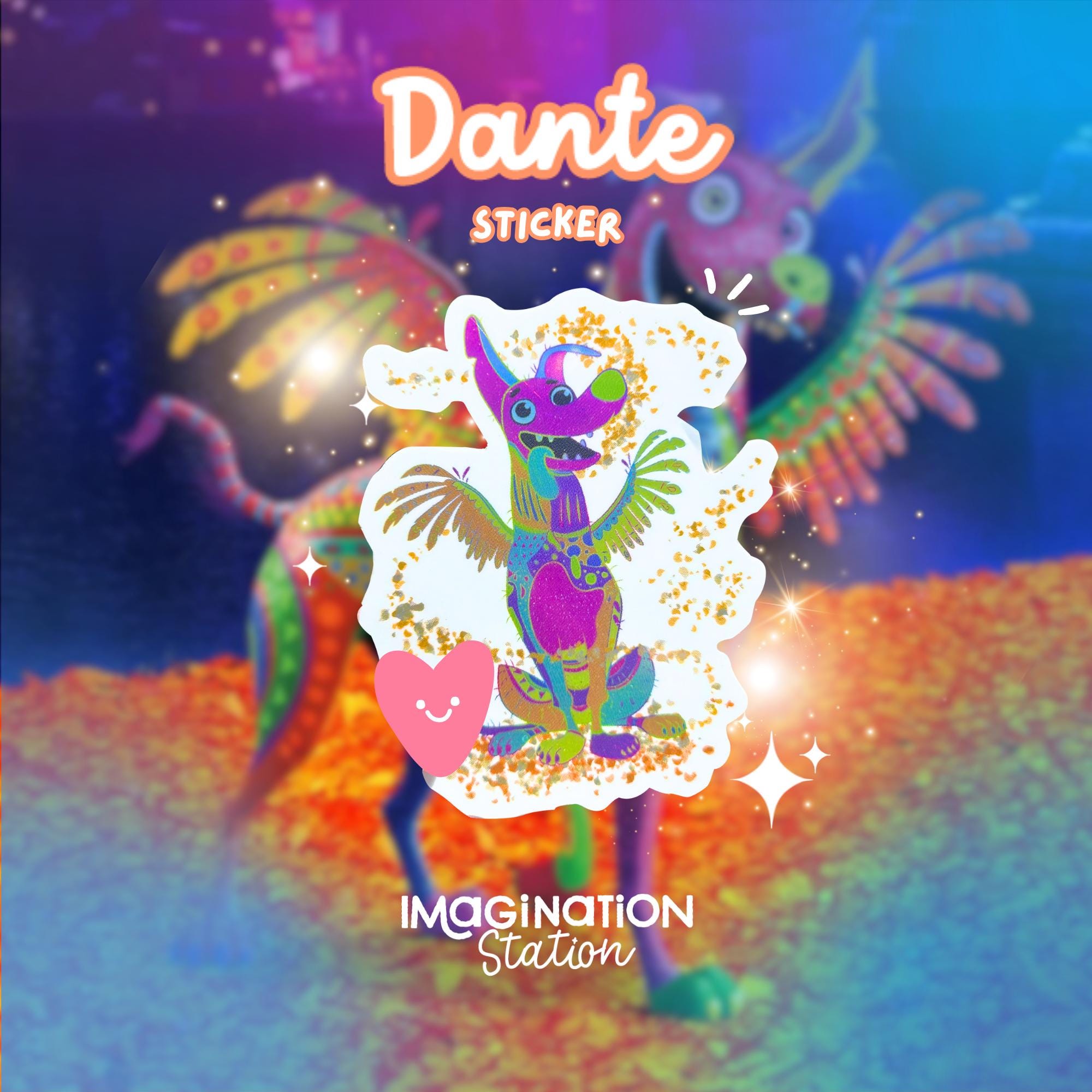 Dante Coco Sticker: Holographic Glossy Vinyl Alebrije Dog Decal