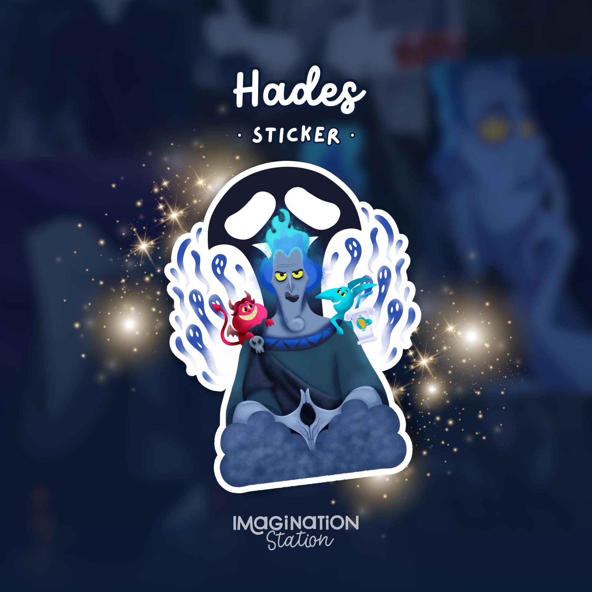 Hades Glitter Vinyl Sticker: Waterproof Hercules Decal