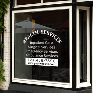 Business Services Window Sign - Business Information Window Sign - Storefront Vinyl Sticker - Window Door Lettering - Window decals