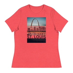 Chices Damen entspanntes St. Louis Jalousien-T-Shirt - Zeige deine Liebe für den Bogen! Feier den Spirit der Knotenstadt! (Schwarz)
