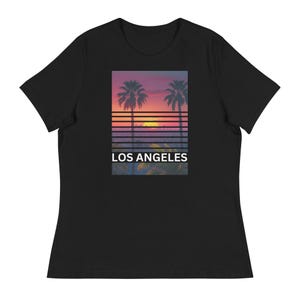 Los Angeles Inspired Blinds Women&#39;s Relaxed T-Shirt - Celebrate the Vibrant Spirit of the City of Angels! (White)