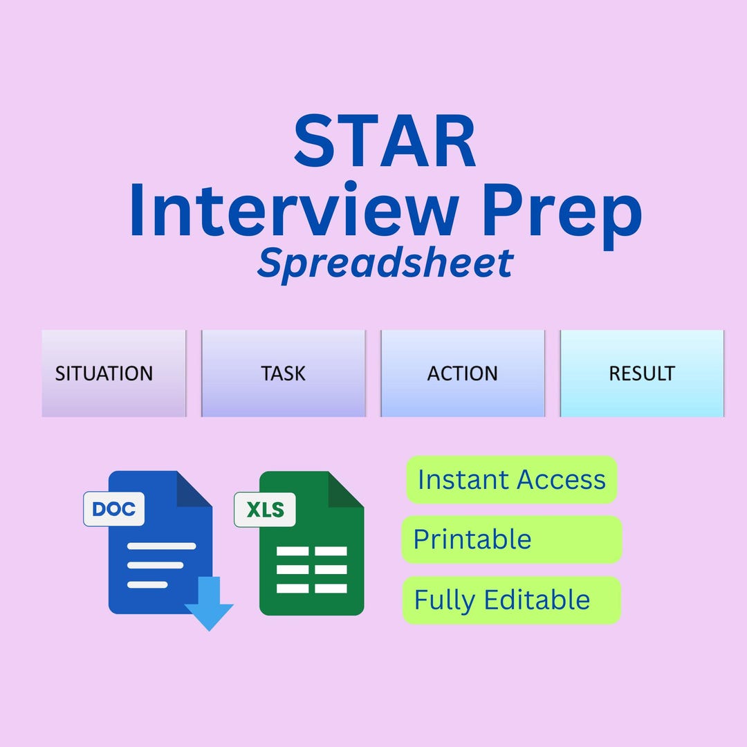Interview Question Spreadsheet STAR Interview Prep Spreadsheet, Workbook | Behavioural Interview ...
