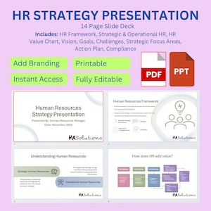 HR Strategy Presentation Template | Editable Human Resources PowerPoint Slide deck | HR Strategy | HR Template
