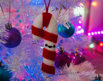 Candycane hanging ornament - gift Christmas winter cute felt love relationship family friends
