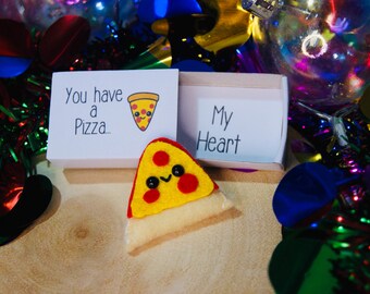 Pizza Matchbox Keepsake (Magnetic) - Gift felt craft cute boyfriend girlfriend lover friend partner relationship bestfriend family
