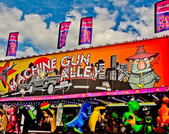 Machine Gun Alley Shooting Carnival Fair Game Fine Art Print or Canvas Gallery Wrap