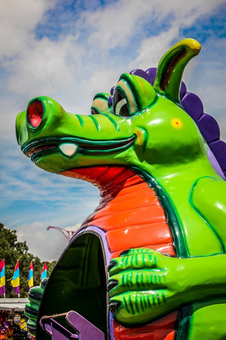 Dizzy Dragons Kiddie Carnival Ride Fine Art Print or Canvas Etsy