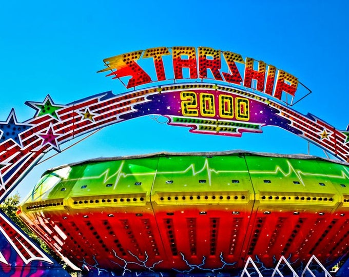 Carnival Gravitron Spin Ride Starship Printable Artwork Digital Download Get it Today