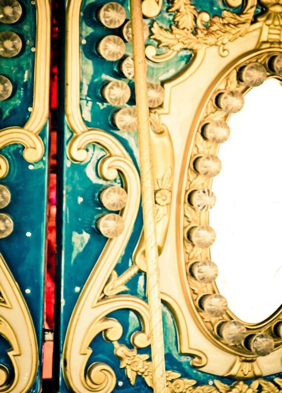 Blue and Gold Carnival Lights and Mirror Fine Art Print or Canvas Gallery Wrap