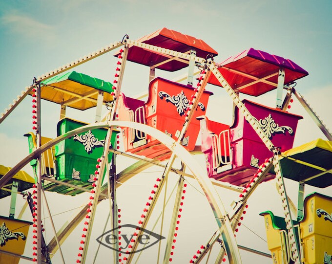 Rainbow Cars Ferris Wheel Fine Art Photograph Print Photography