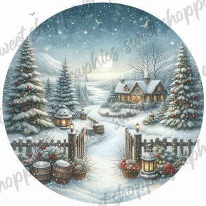 Vintage Christmas Round Ornament Images
