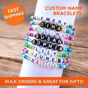 Custom Seed Bead Bracelet | Minimalist Name Jewelry | Bulk Bridesmaid Gift