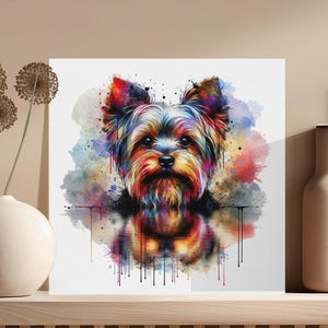 Yorkie Dog Wall Art, Abstract Yorkie Canvas Print, Colorful Yorkshire Terrier Decor, Dog Lover Gift, Pet Portrait Art, Dog Painting