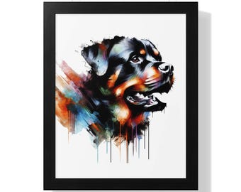 Colorful Rottweiler Art Print, Modern Dog Portrait Poster