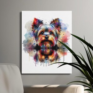 Yorkie Dog Wall Art, Colorful Dog Canvas Print, Cute Dog Lover Gift, Yorkshire Terrier Decor, Pet Portrait Art for Home Decor